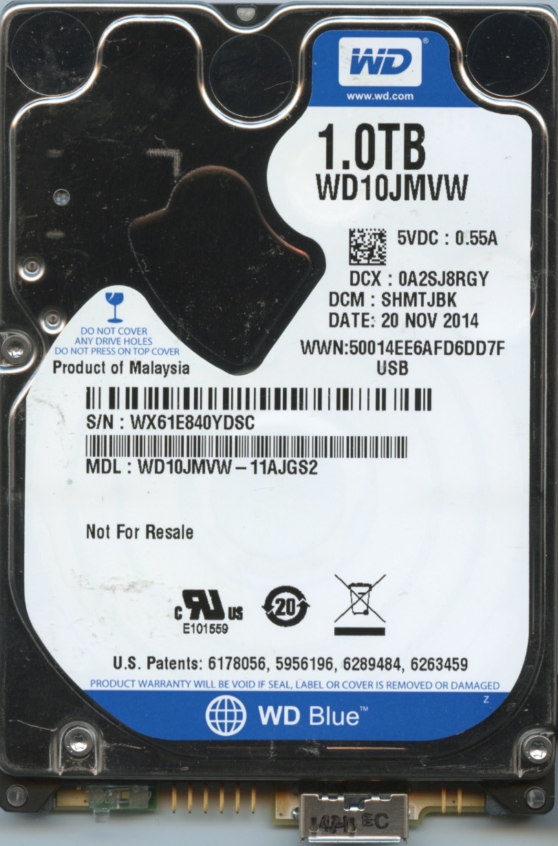 WD10JMVW-11AJGS2 WX61E 11:20:14 WESTERN DIGITAL 1TB HDD