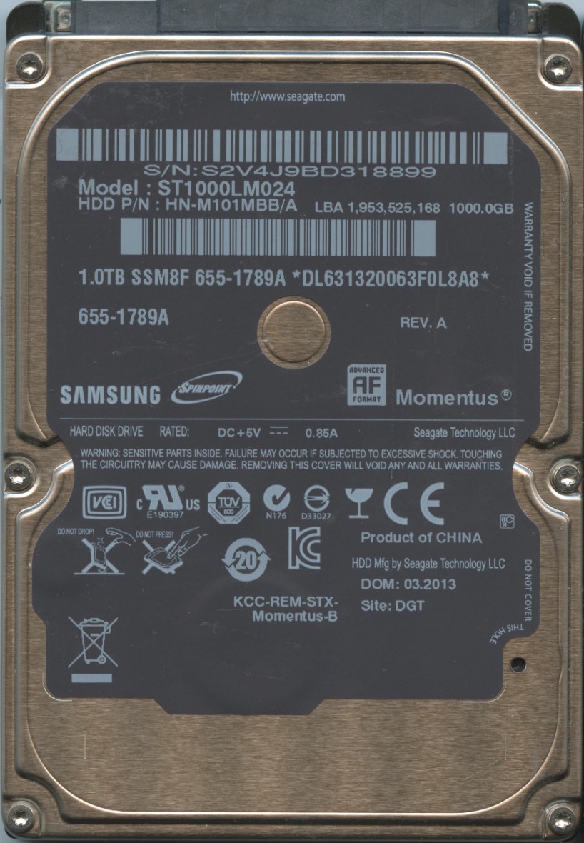 ST1000LM024 HN-M101MBB:A 655-1789A SAMSUNG 1TB