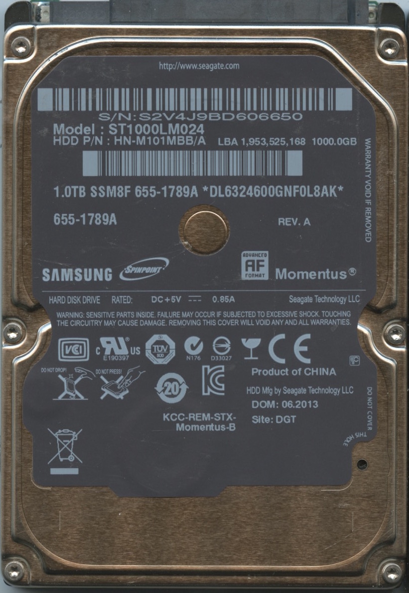 ST1000LM024 HN-M101BB:A 55-1789A SAMSUNG 1TB