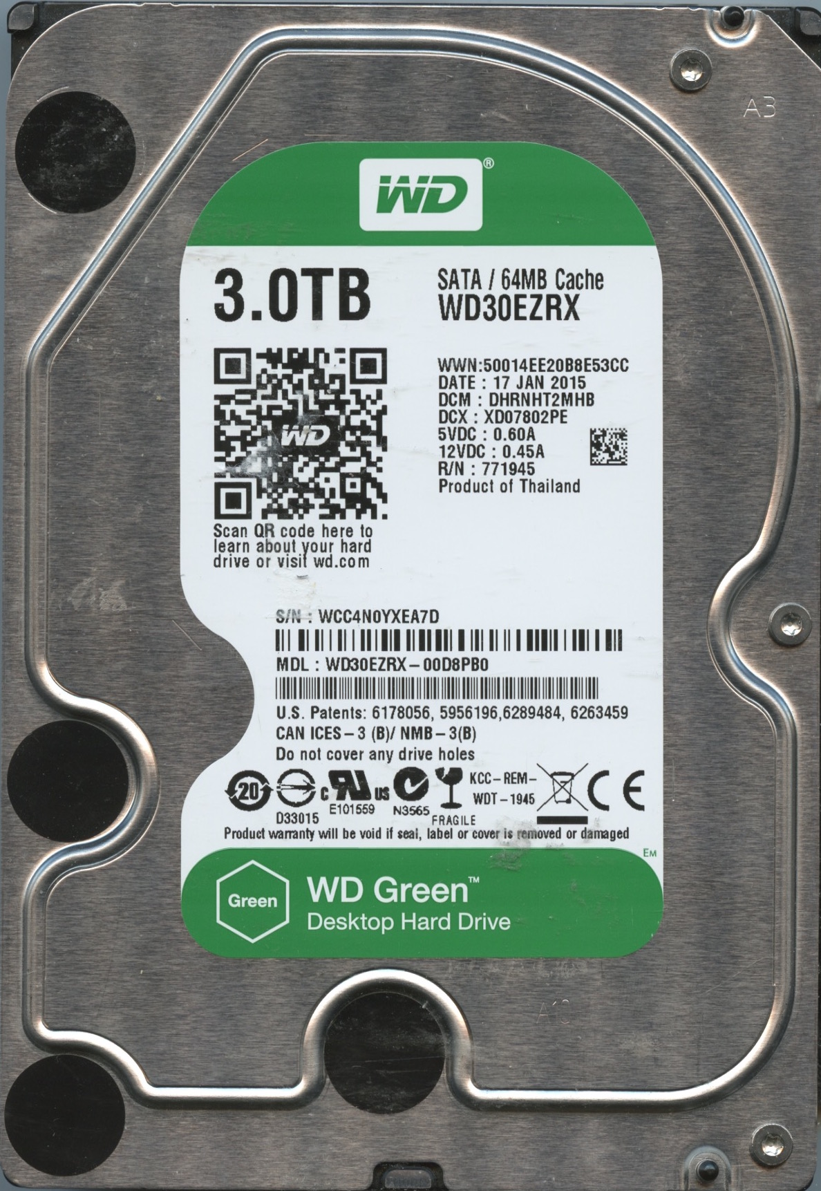 WD30EZRX WCC4N 01:15 WESTERN DIGITAL 3TB
