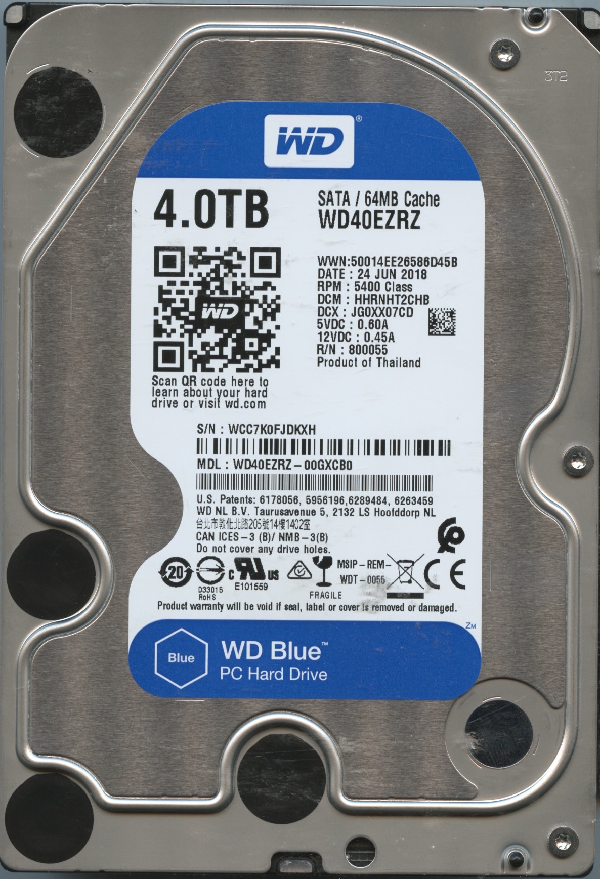 WD40EZRZ WCC7K 06:18 WESTERN DIGITAL 4TB
