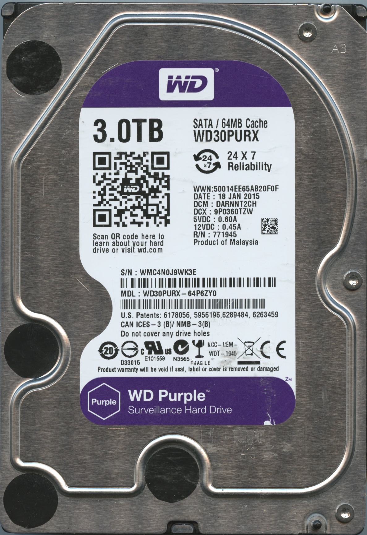 WD30PURX WMC4N 01:15 WESTERN DIGITAL 3TB