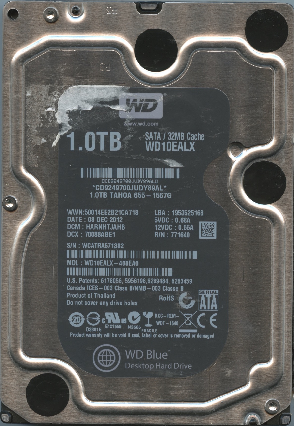WD10EALX WCATR 12:12 WESTERN DIGITAL 1TB