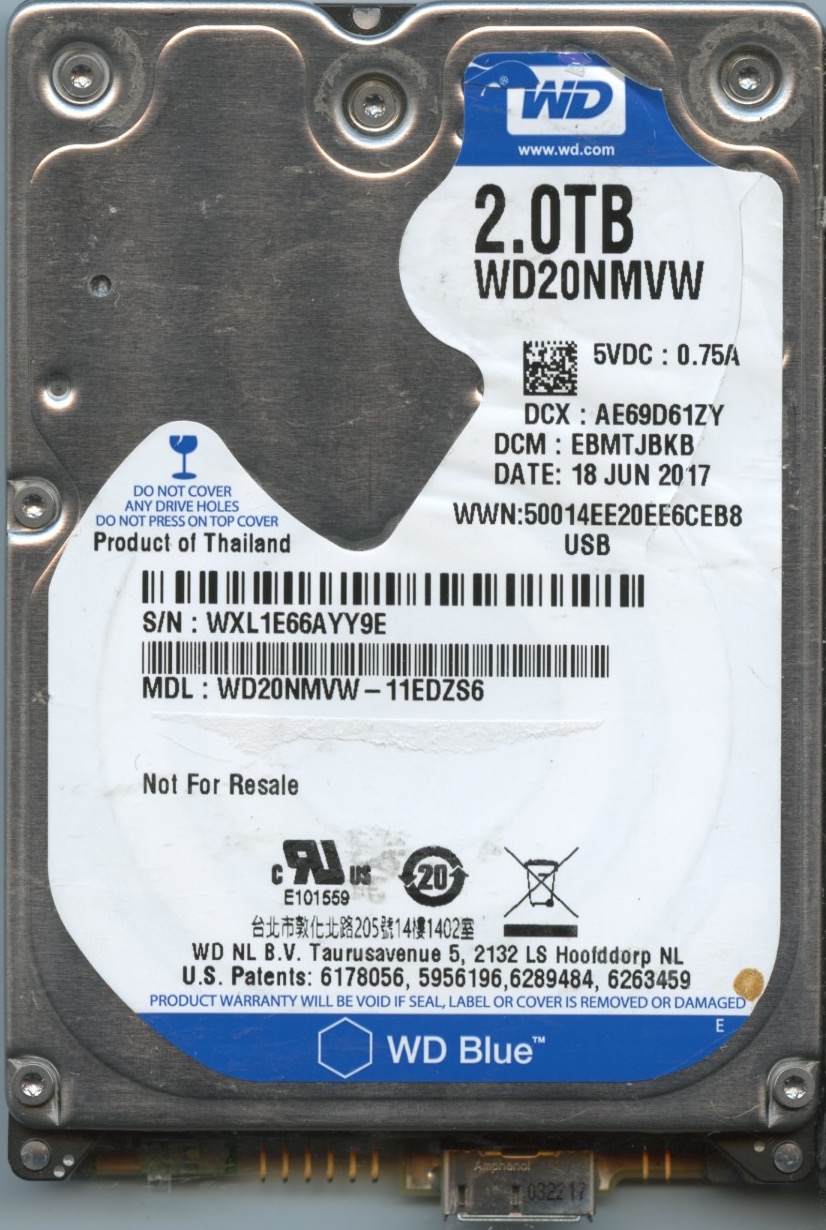 WD20NMVW WXLE6 06:17 WESTERN DIGITAL 2TB
