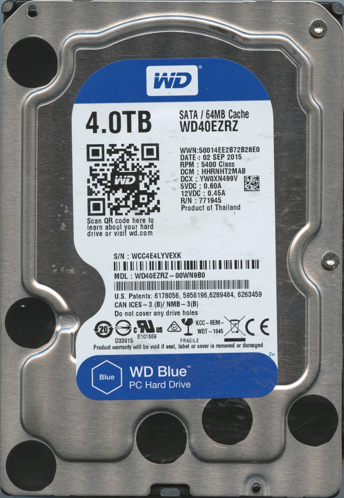 WD40EZRZ WCC4E 09:15 WESTERN DIGITAL 4TB